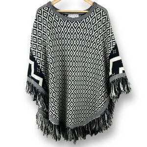 Artisan NY black‎ and cream poncho size 1X